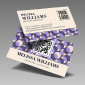 Modern Retro Geometric Pattern Lavender Cream  名刺