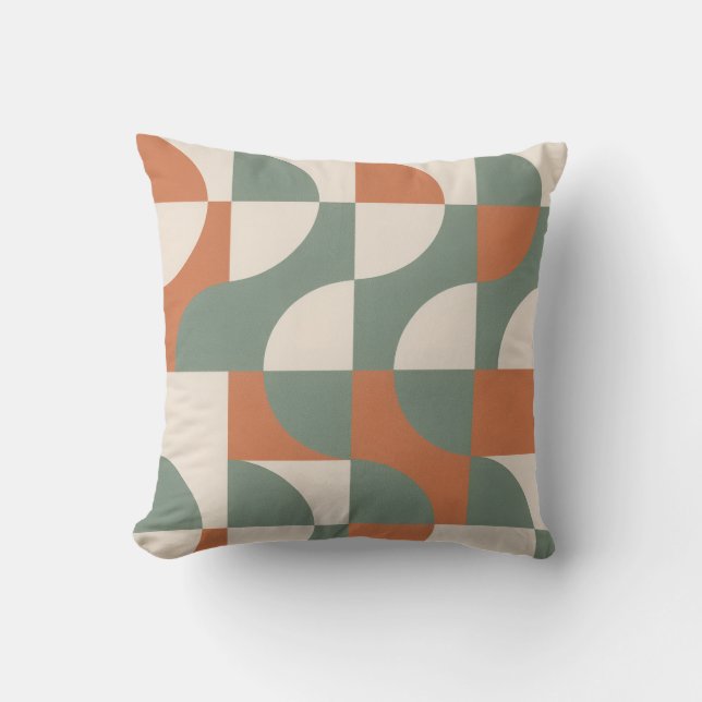 Modern Retro Geometric Throw Pillow アウトドアクッション (正面)