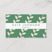 Modern Retro Green Pink Botanical Leaves 名刺 (正面)