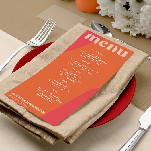 Modern retro groovy wedding template menu メニュー