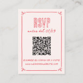 Modern Retro Hand Drawn QR Spanish Wedding RSVP エンクロージャーカード (裏面)