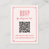 Modern Retro Hand Drawn Quirky QR Wedding RSVP エンクロージャーカード (裏面)