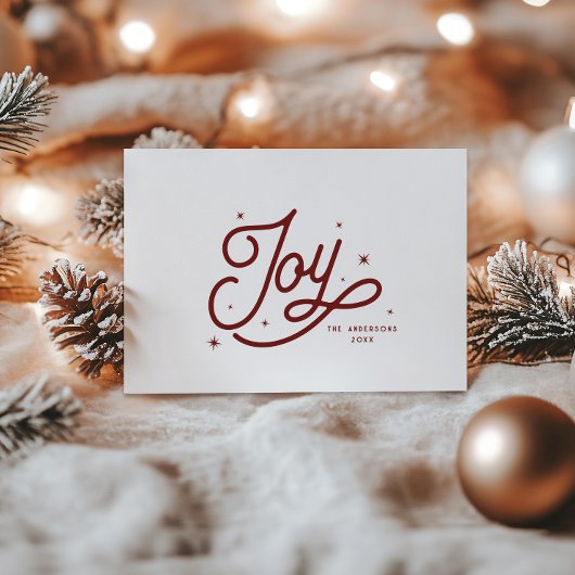 Modern Retro Joy Christmas Script Typography | Red シーズンカード
