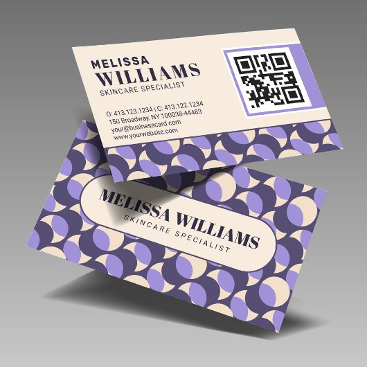 Modern Retro Lavender Geometric Business Card 名刺