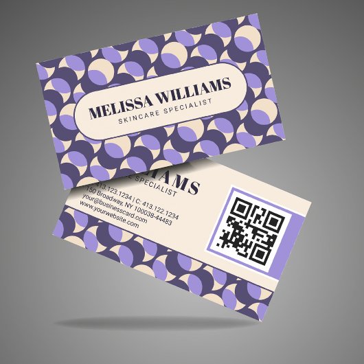 Modern Retro Lavender Geometric Business Card 名刺