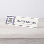 Modern Retro Lavender Geometric Desk Name Plate デスクネームプレート (正面)