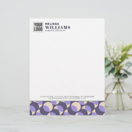 Modern Retro Lavender Geometric Letterhead レターヘッド
