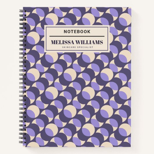 Modern Retro Lavender Geometric Notebook ノートブック (正面)