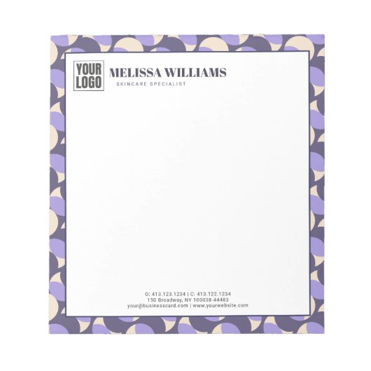 Modern Retro Lavender Geometric Notepad ノートパッド (正面)