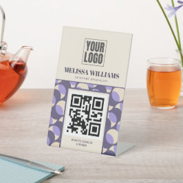 Modern Retro Lavender Geometric Pedestal Sign 台座サイン