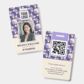 Modern Retro Lavender Geometric Photo ID Badge バッジ (正面＆裏面)
