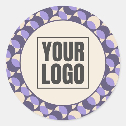Modern Retro Lavender Geometric Sticker ラウンドシール (正面)