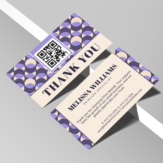 Modern Retro Lavender Geometric Thank You Card エンクロージャーカード