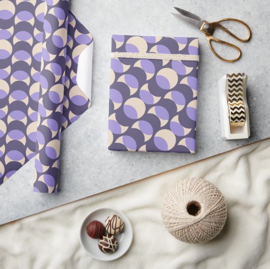 Modern Retro Lavender Geometric Wrapping Paper ラッピングペーパー (クラフト)