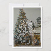 Modern Retro Let It Snow Photo Christmas Script シーズンカード (正面)