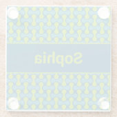 Modern Retro Link Pattern in Blue and Green ガラスコースター (裏面)