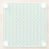 Modern Retro Link Pattern in Blue and Green ガラスコースター (裏面)