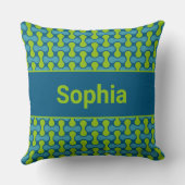 Modern Retro Link Pattern in Blue and Green クッション (裏面)