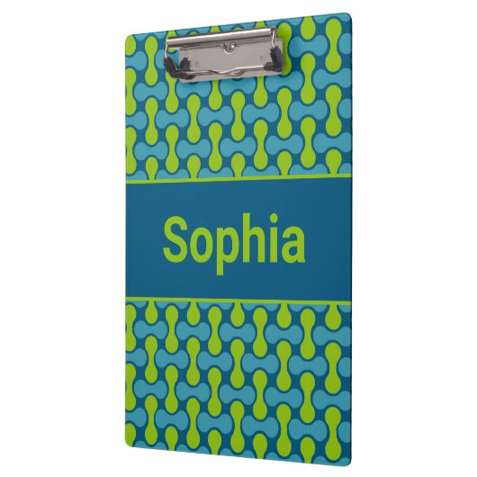 Modern Retro Link Pattern in Blue and Green クリップボード (左)