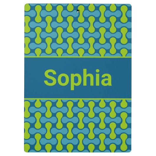 Modern Retro Link Pattern in Blue and Green クリップボード (裏面)