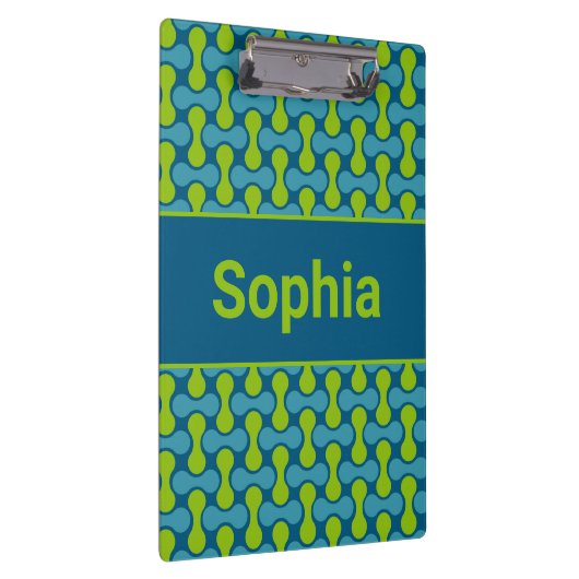 Modern Retro Link Pattern in Blue and Green クリップボード (右)