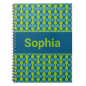 Modern Retro Link Pattern in Blue and Green ノートブック (正面)