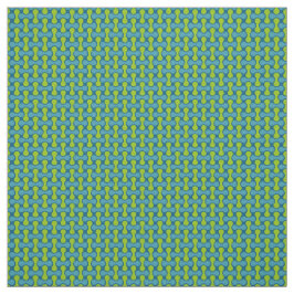 Modern Retro Link Pattern in Blue and Green ファブリック