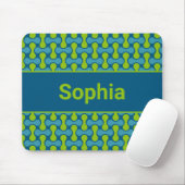 Modern Retro Link Pattern in Blue and Green マウスパッド (マウス)