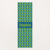 Modern Retro Link Pattern in Blue and Green ヨガマット (正面)