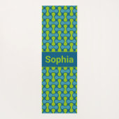Modern Retro Link Pattern in Blue and Green ヨガマット (裏面)