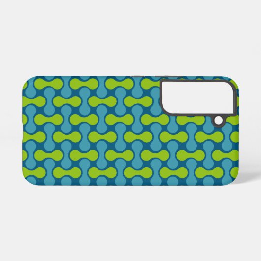 Modern Retro Link Pattern in Blue and Green Samsung Galaxyケース (裏面横)