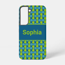 Modern Retro Link Pattern in Blue and Green Samsung Galaxy S22ケース