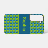 Modern Retro Link Pattern in Blue and Green Samsung Galaxyケース (裏面横)