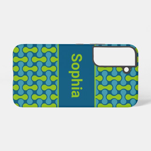 Modern Retro Link Pattern in Blue and Green Samsung Galaxyケース (裏面横)