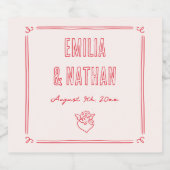 Modern Retro Love Struck Hand Drawn Cupid Wedding ビールラベル (シングルラベル)