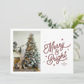 Modern Retro Merry and Bright Family Photo Script シーズンカード (スタンド正面)