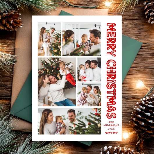 Modern Retro Merry Christmas Holiday Card シーズンカード