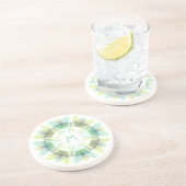 Modern Retro Monogram Initial Green Gray Whimsical コースター (側面)