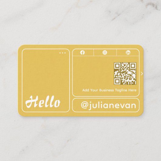 Modern Retro Mustard Yellow Chic Hello 名刺 (正面)