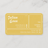 Modern Retro Mustard Yellow Chic Hello 名刺 (裏面)