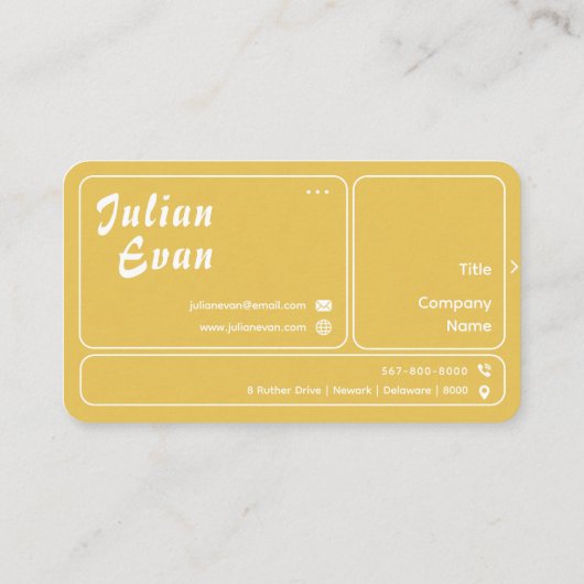 Modern Retro Mustard Yellow Chic Hello 名刺 (裏面)