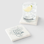 Modern Retro Nautical Family Lake House Navy Blue ストーンコースター (横)