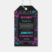 Modern Retro Neon 80’s 1st Birthday Party ギフトタグ (正面)