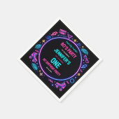 Modern Retro Neon 80’s 1st Birthday Party スタンダードカクテルナプキン (角)