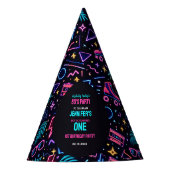 Modern Retro Neon 80’s 1st Birthday Party パーティーハット (正面)