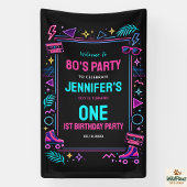Modern Retro Neon 80’s 1st Birthday Party 横断幕