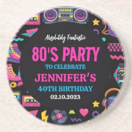 Modern Retro Neon 80’s Birthday Party for Adults コースター