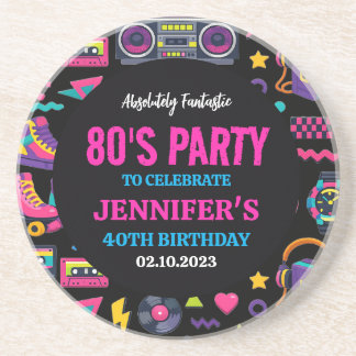 Modern Retro Neon 80’s Birthday Party for Adults コースター