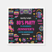 Modern Retro Neon 80’s Birthday Party for Adults スタンダードカクテルナプキン (正面)
