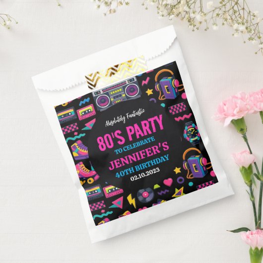Modern Retro Neon 80’s Birthday Party for Adults フェイバーバッグ (封をした状態)